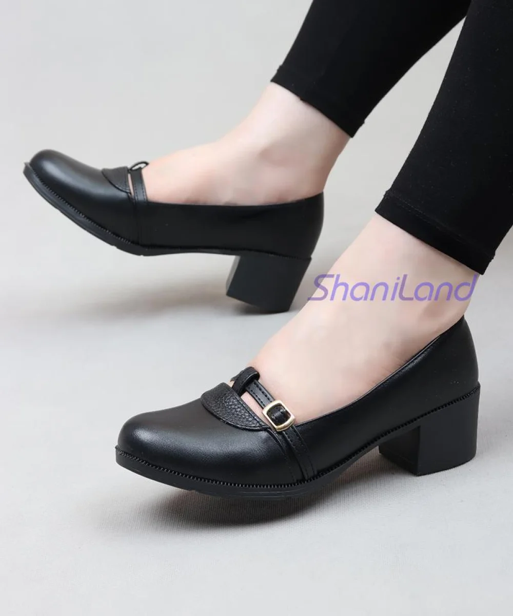 کفش کالجی پاشنه دار بغل سگک کد 23522