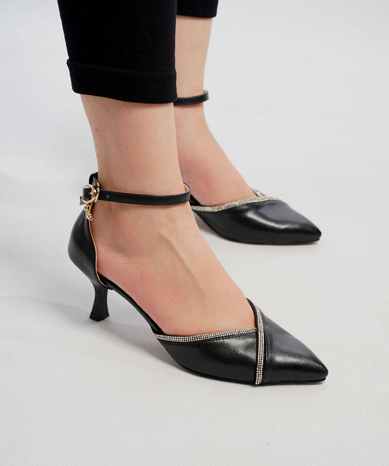 کفش مجلسی پاشنه دار نگینی کد 2277