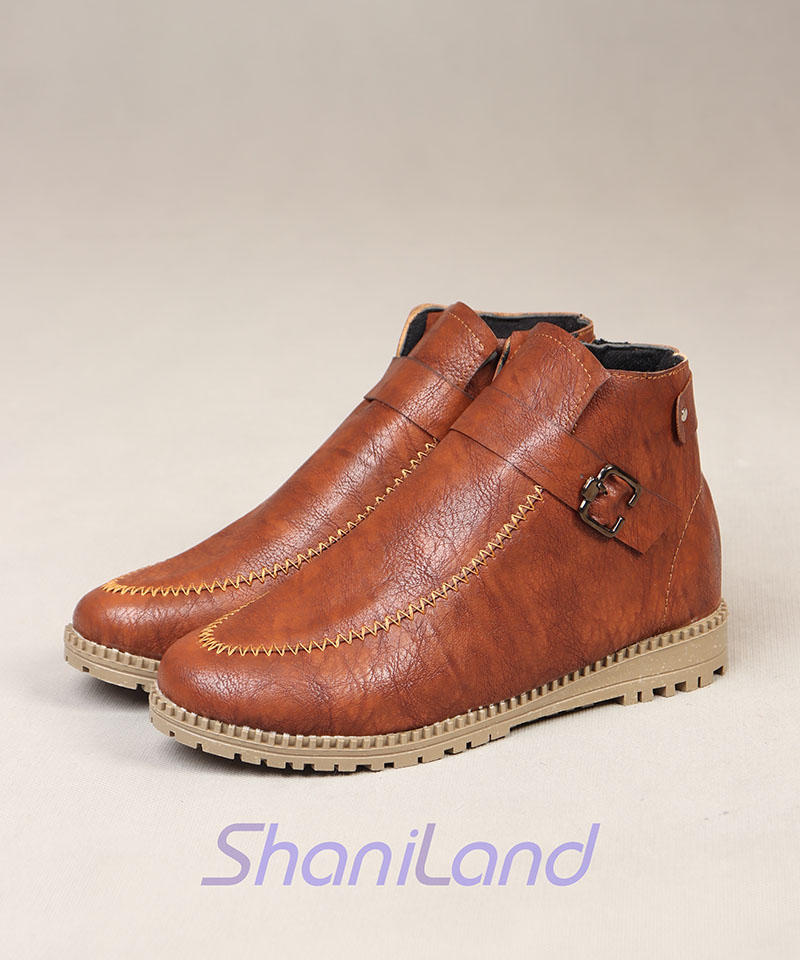 نیم بوت بغل زیپ چرمی کد 2199